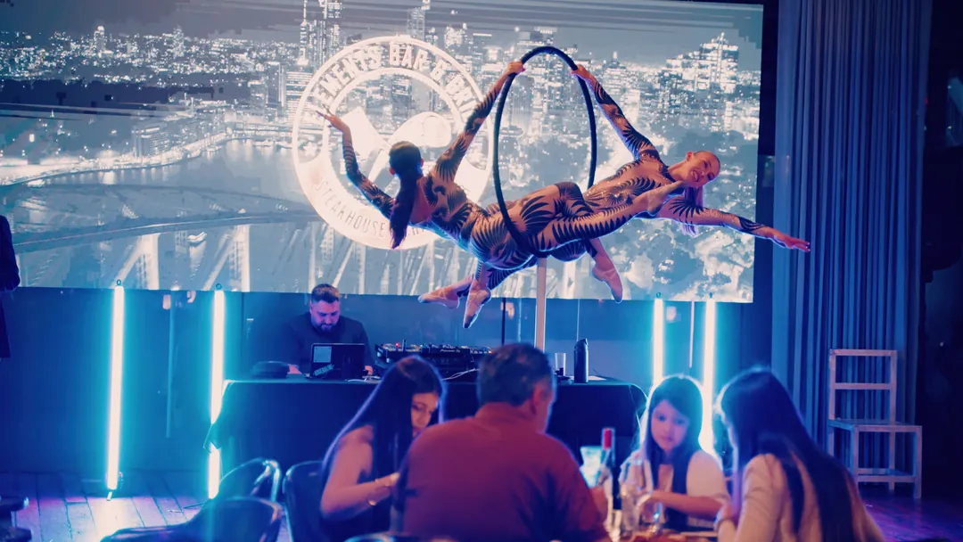 Aerial entertainment during the New Year’s Eve celebration