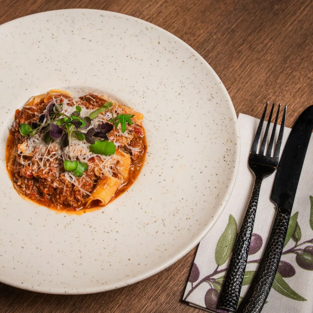 World Pasta Day: beef ragu pappardelle with shaved parmesan and micro herbs